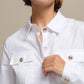 Camicia donna in cotone 100% con tasche e bottoni dorati