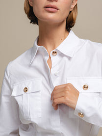 Camicia donna in cotone 100% con tasche e bottoni dorati