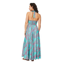 Abito lungo estivo senza maniche boho con stampa paisley