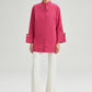 Camicia oversize in popeline fucsia con maxi polsini