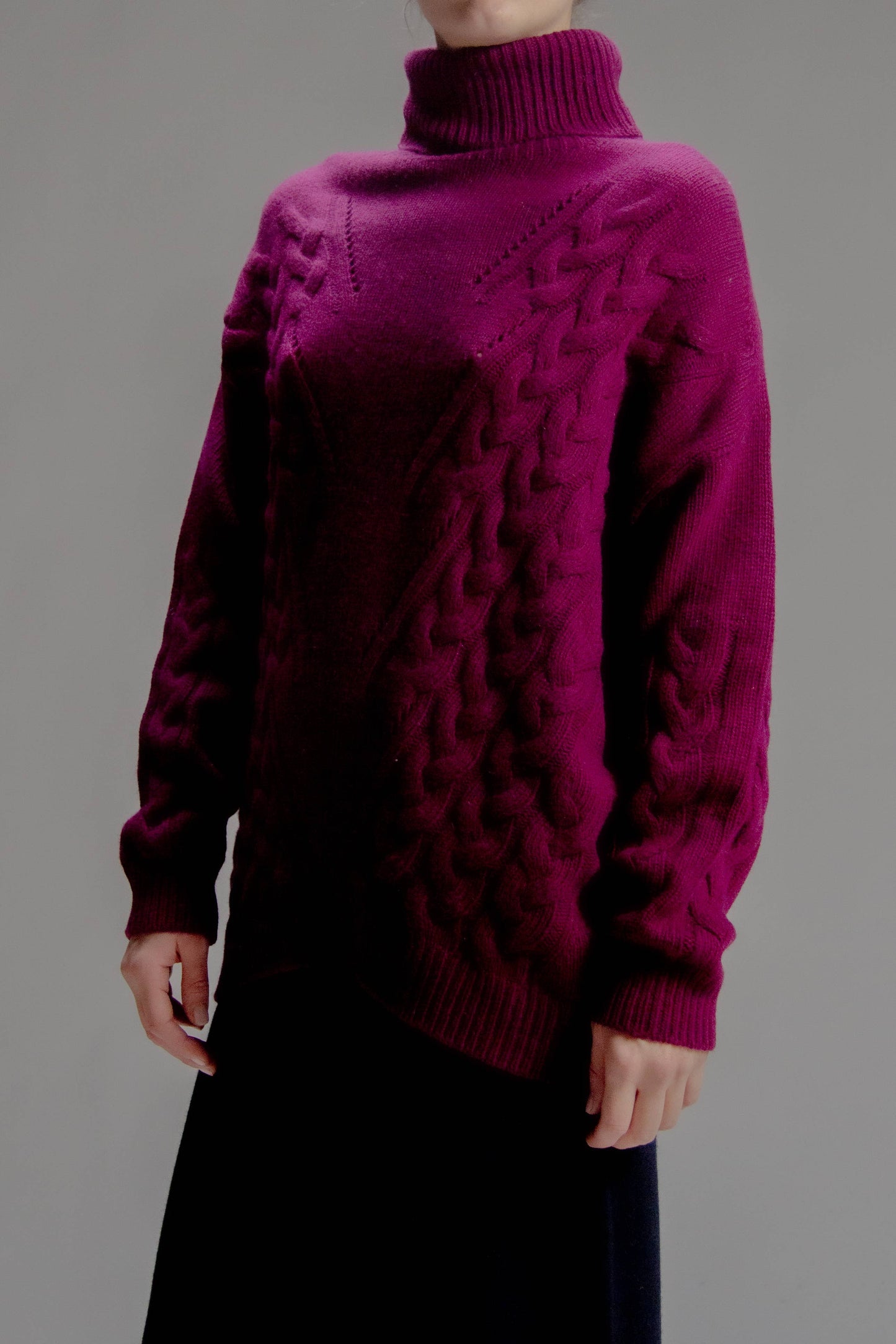 Maglione dolcevita oversize in misto cashmere 3D Knit