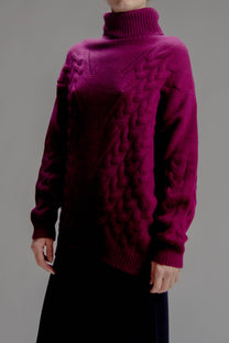 Maglione dolcevita oversize in misto cashmere 3D Knit