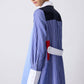 Abito camicia lungo color block in misto cotone