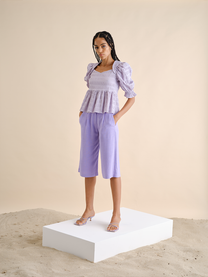 Bermuda culotte in misto lino