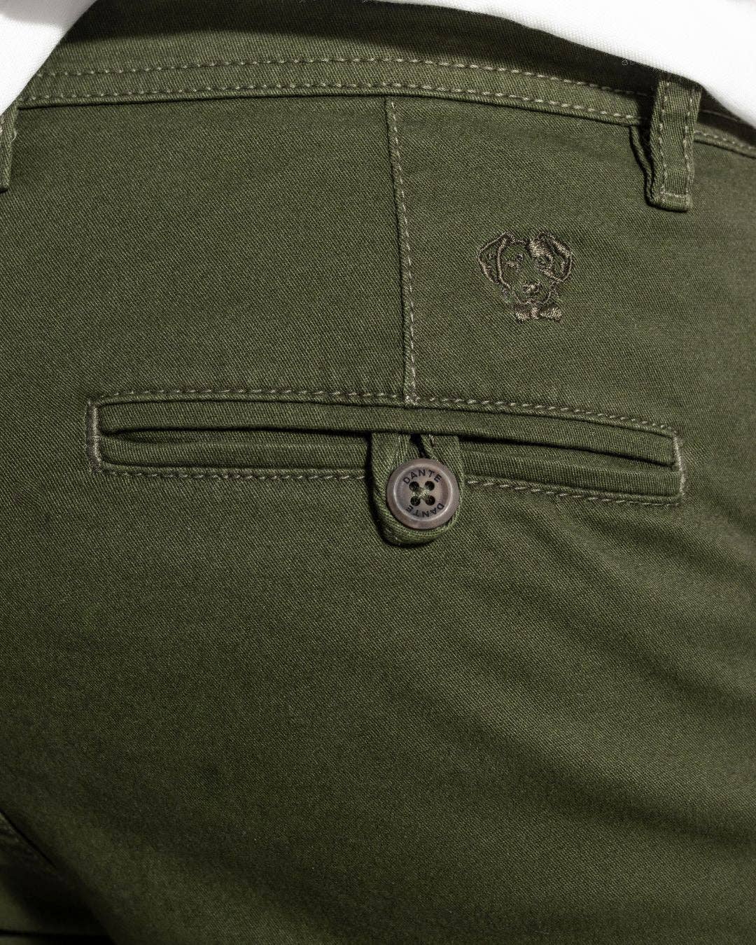 Pantaloni chino elasticizzati verde militare da uomo
