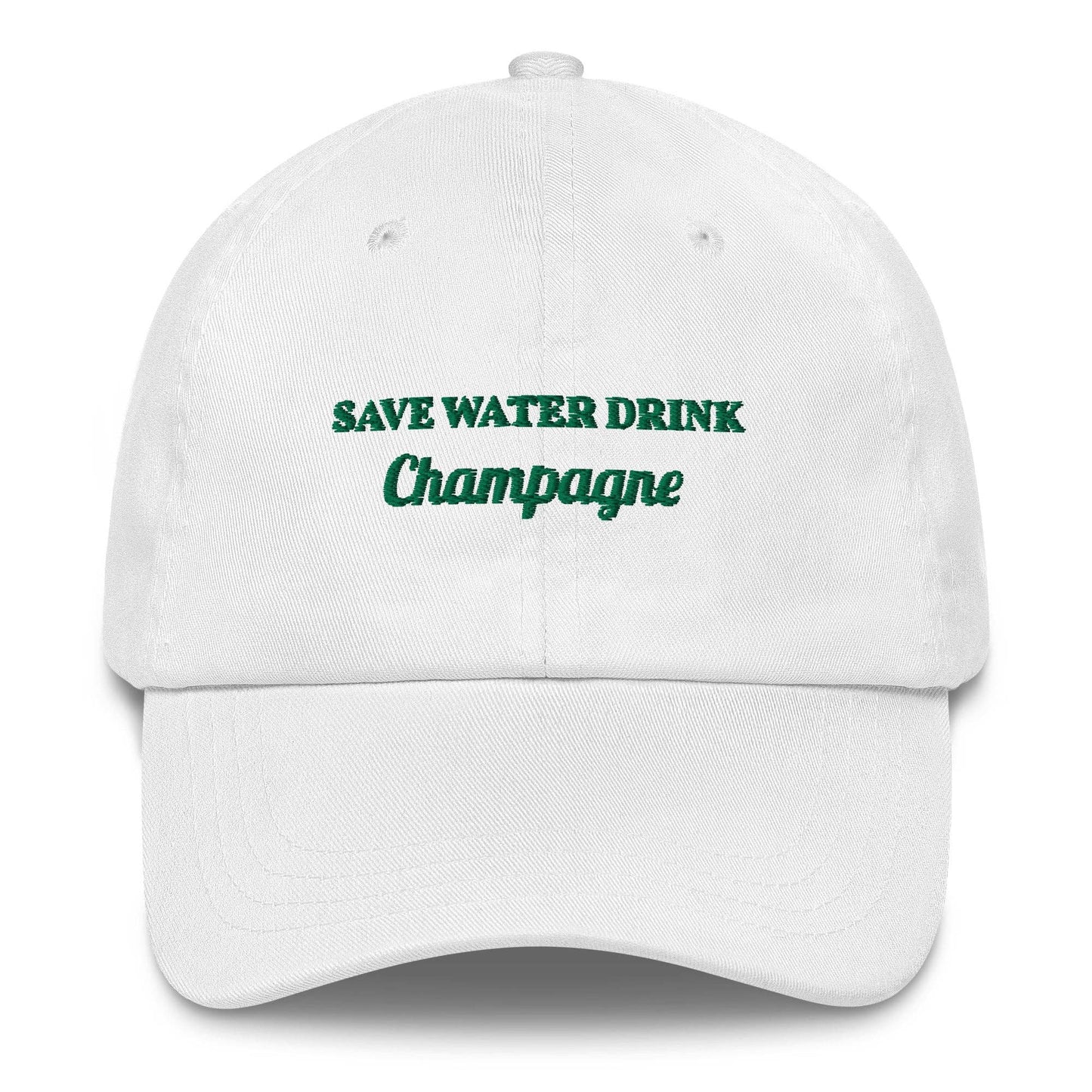 Cappellino da baseball in cotone ricamato "Save Water Drink Champagne"