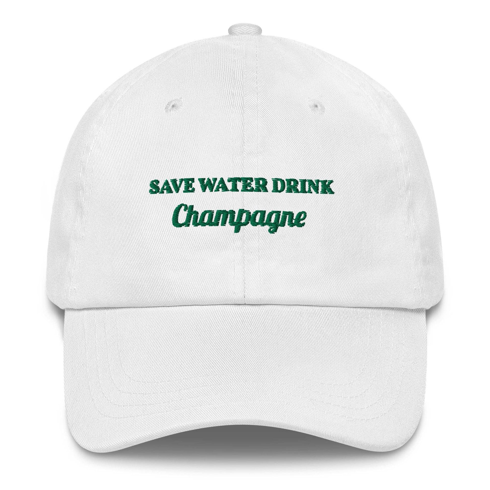 Cappellino da baseball in cotone ricamato "Save Water Drink Champagne"