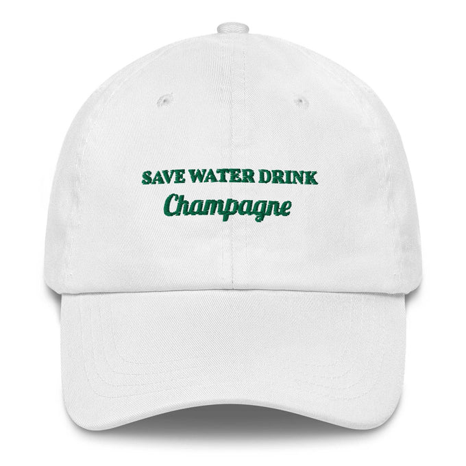 Cappellino da baseball in cotone ricamato "Save Water Drink Champagne"
