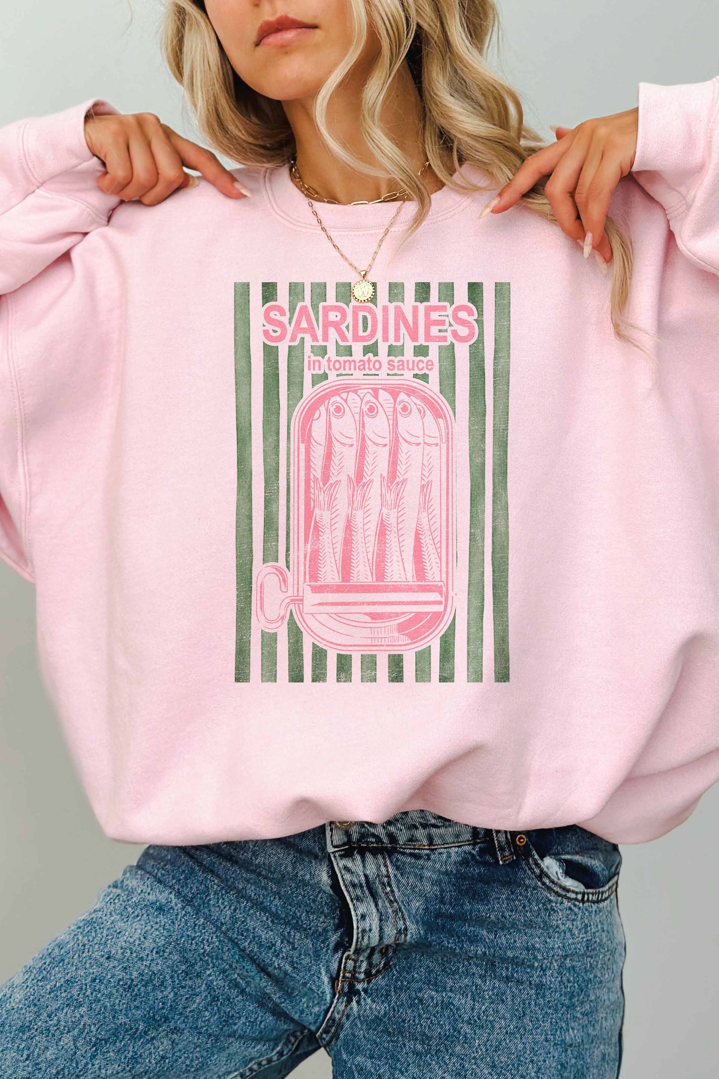 Felpa oversize con stampa Sardines