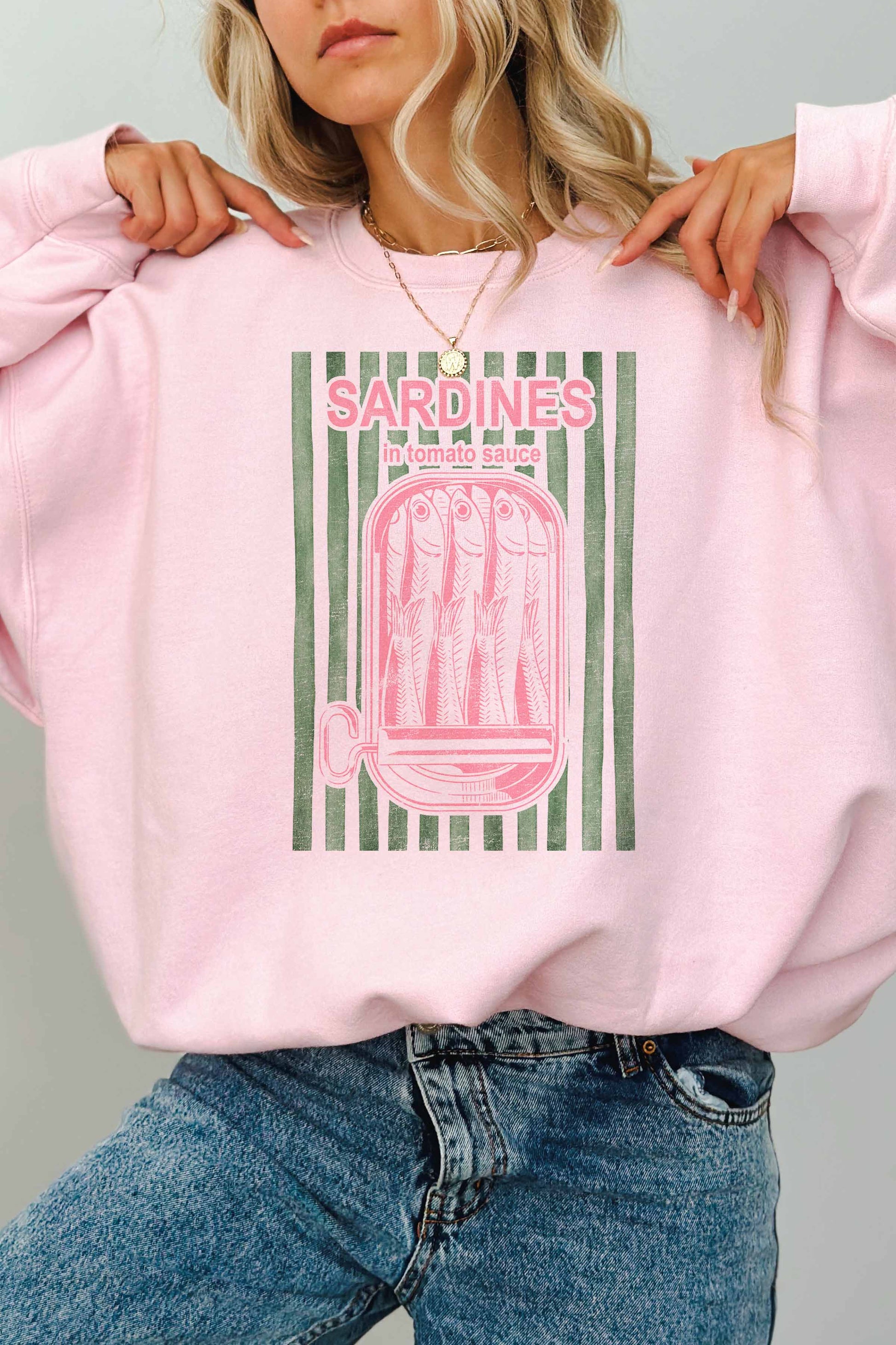 Felpa oversize con stampa Sardines