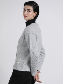 Cardigan in maglia traforata con bottoni