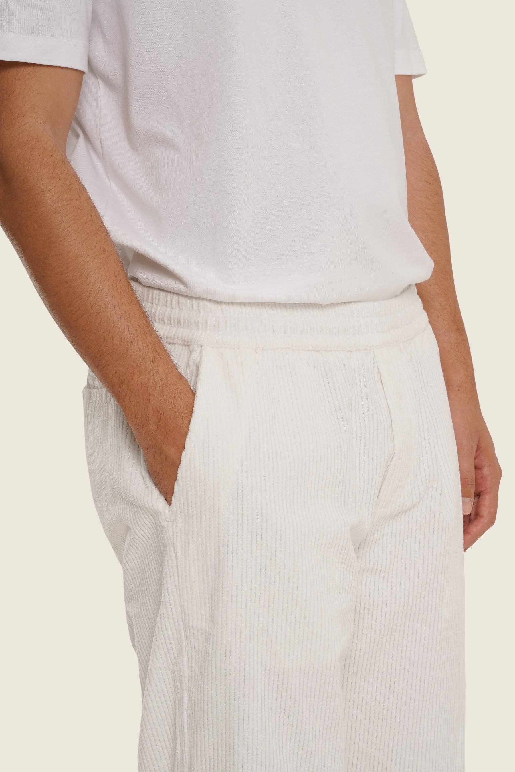 Pantaloni in velluto a coste bianchi unisex
