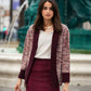 Cardigan cappotto in maglia melange con collo a scialle