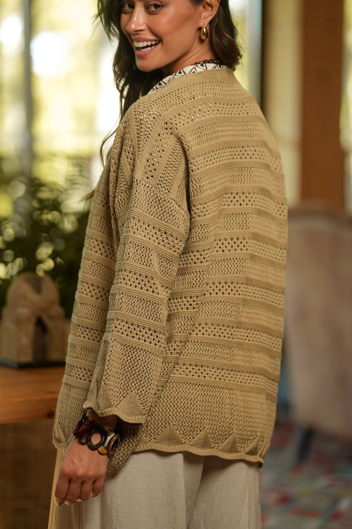 Cappotto aperto traforato in cotone