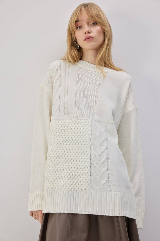 Maglione oversize in maglia con riquadri texture