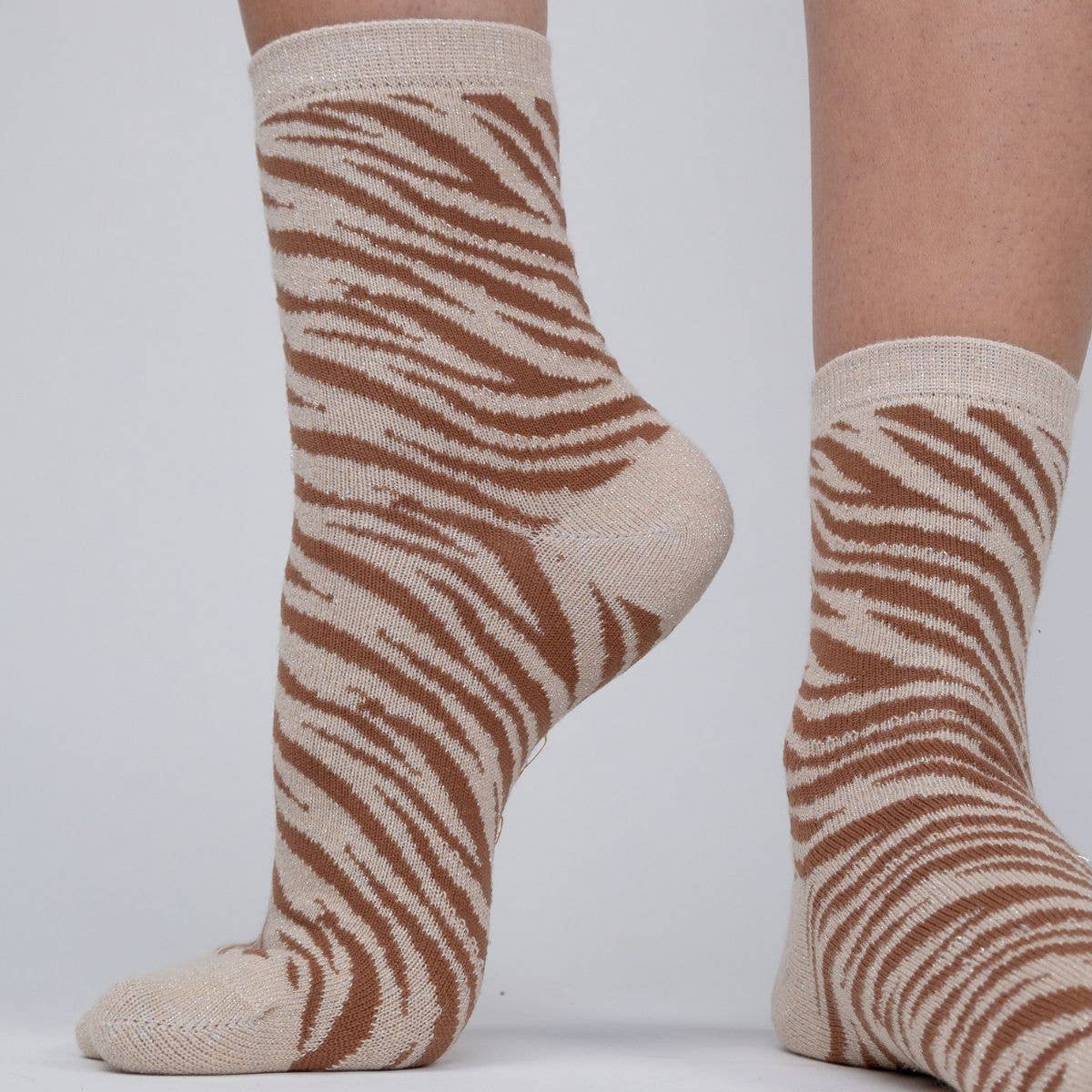 Calze Zebra in cotone pettinato beige