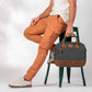 Borsa porta laptop khaki con zip arancione