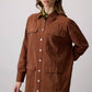 Giacca-camicia utility con tasche effetto cupro