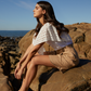 Blusa in sangallo con ricamo e scollo elasticizzato
