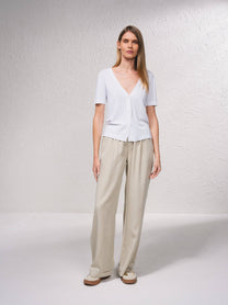 Cardigan in maglia fine con scollo a V e maniche corte