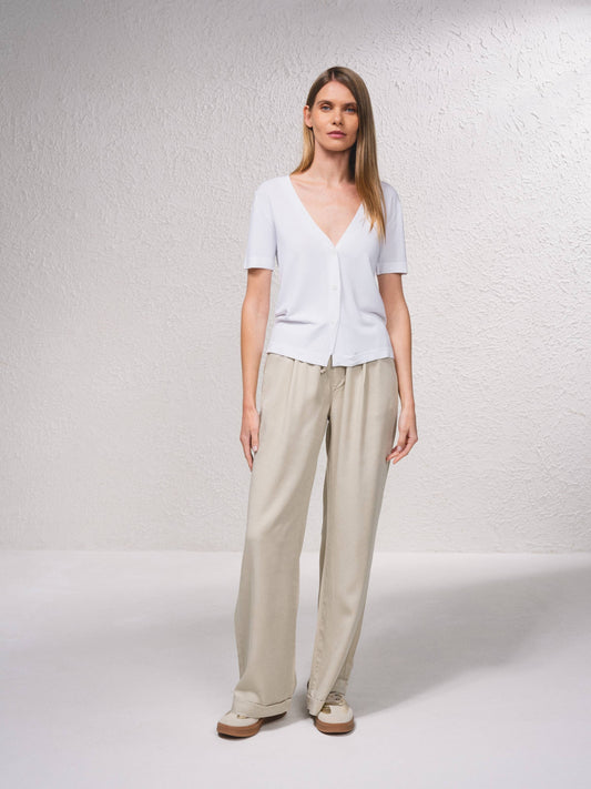 Cardigan in maglia fine con scollo a V e maniche corte