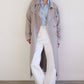 Trench coat doppiopetto in lino con bottoni dorati