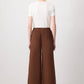 Pantaloni a gamba larga a vita alta in misto cotone