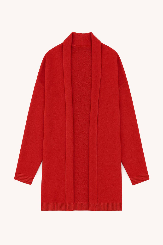 Cardigan oversize in maglia con tasche rosso