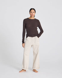 Top a Maniche Lunghe Freja in Cotone Bio a Coste