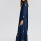 Abito camicia maxi ricamato in misto cotone