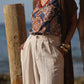 Pantaloni palazzo in lino e rayon