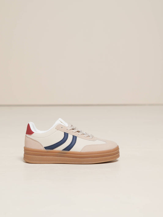 Sneakers platform in PU bicolore da donna