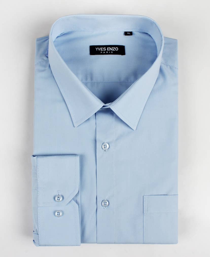 Camicia azzurro cielo plus size con collo francese