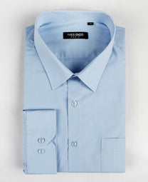 Camicia azzurro cielo plus size con collo francese