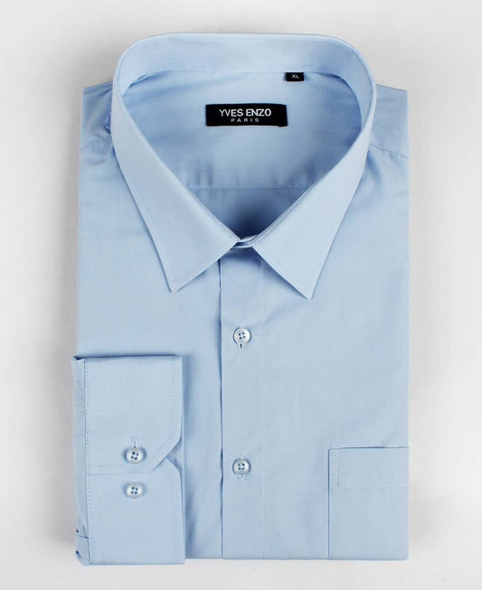 Camicia azzurro cielo plus size con collo francese