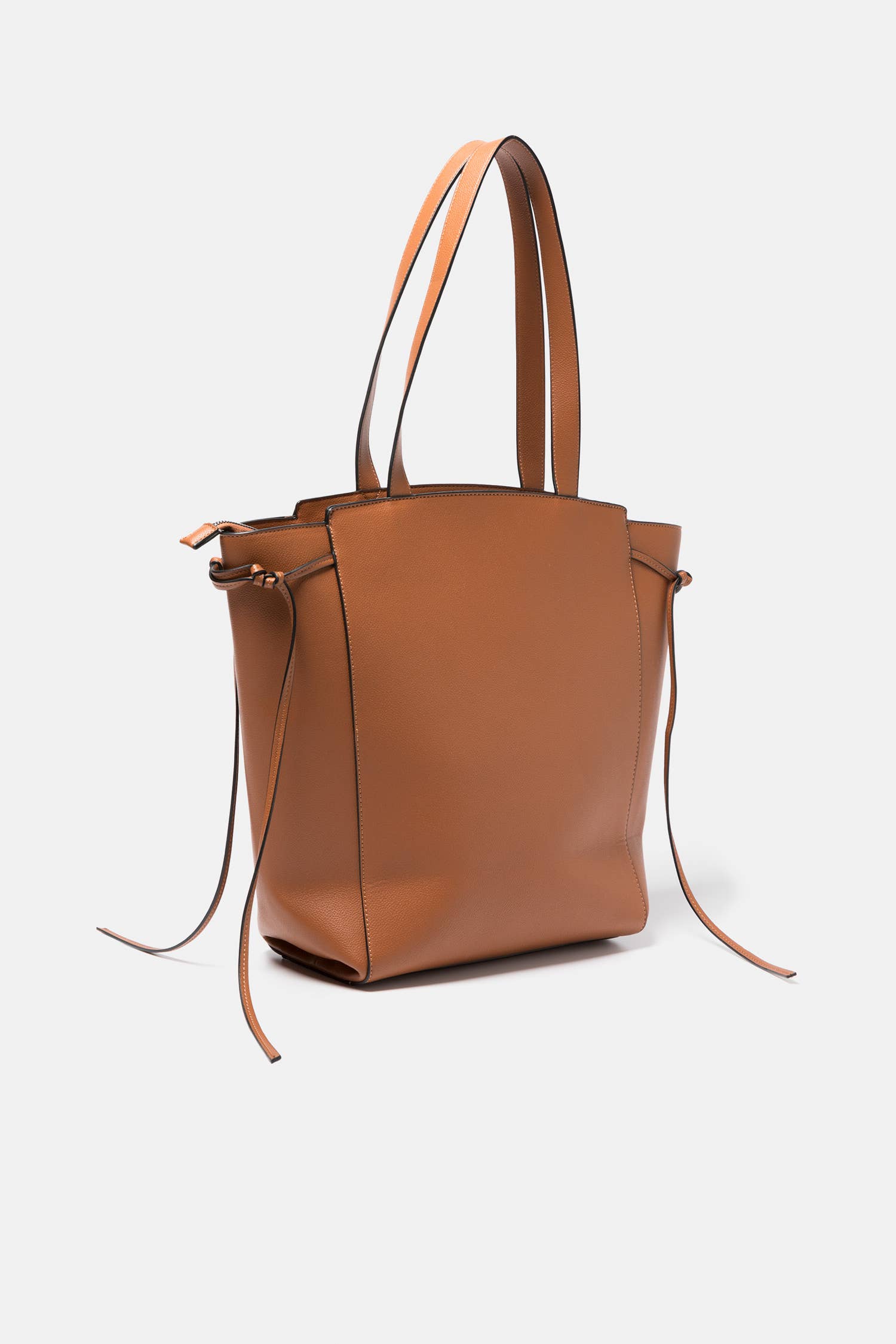 Borsa shopper in pelle sintetica con doppi manici e tracolla