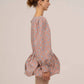 Abito mini a righe rosse con pois blu