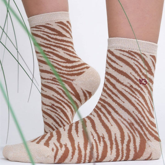 Calze Zebra in cotone pettinato beige