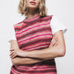 Gilet in maglia a righe multicolor