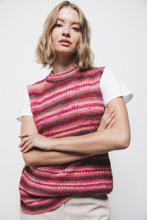 Gilet in maglia a righe multicolor