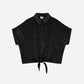 Camicia nera effetto seta con nodo in vita