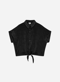 Camicia nera effetto seta con nodo in vita
