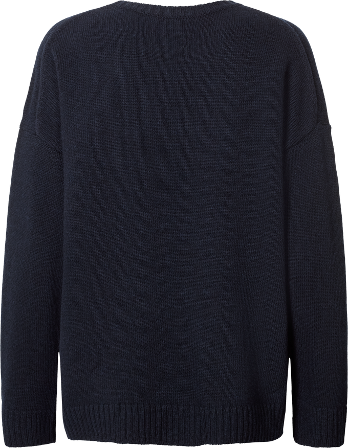 Maglione Emely in lana d’agnello biologica GOTS blu notte