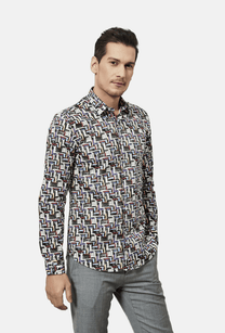 Camicia slim fit elasticizzata con stampa geometrica Skyview