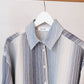 Camicia in cotone a righe testurizzate dalla vestibilità comoda in tonalità blu freddo