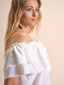 Top elasticizzato Folho con rouches e fiocco