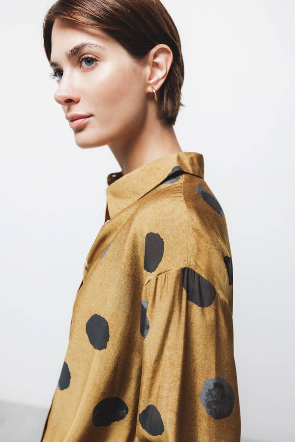 Camicia stampata a pois maxi