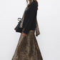 Gonna midi in raso animalier con vita elasticizzata