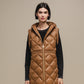 Gilet imbottito lungo con cappuccio da donna