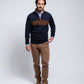 Polo in maglia a righe con mezza zip